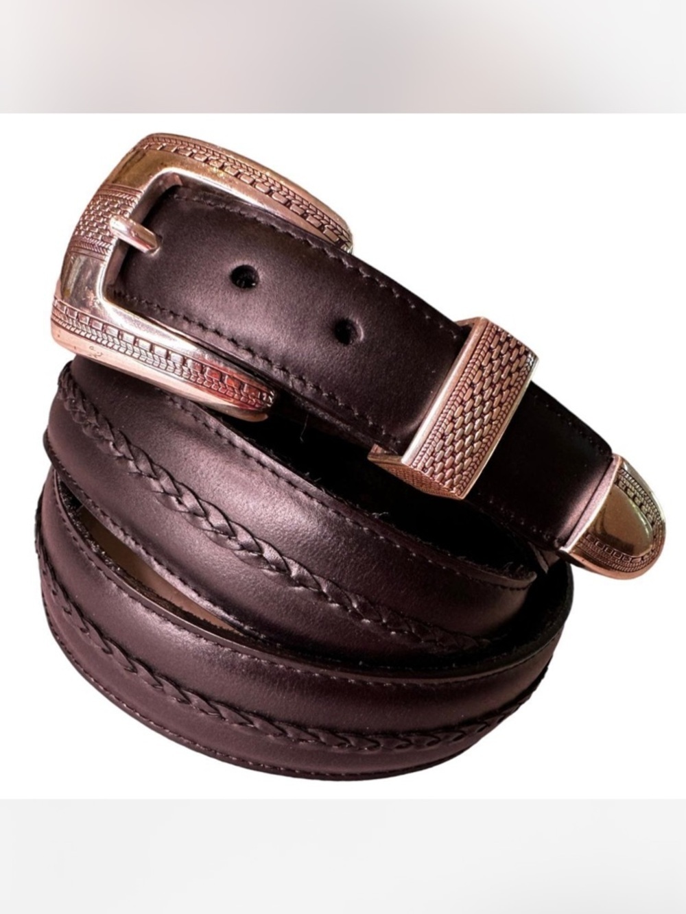 Vintage 90s Onyx by Brighton Black Leather Braided Belt